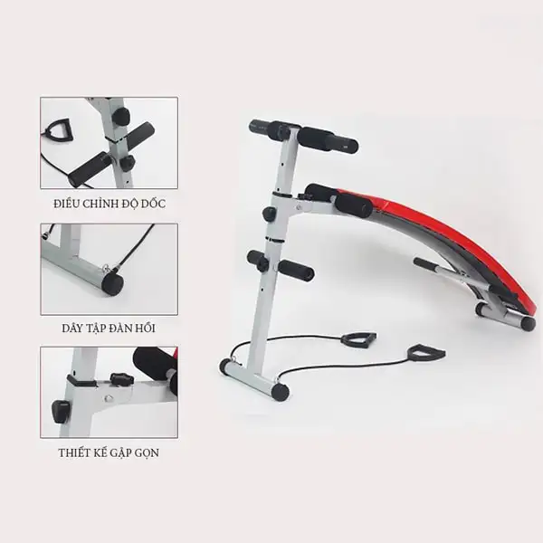 Ghế tập được thiết kế đầy đủ các bộ phận, hỗ trợ các Gymer tập luyện tại nhà hiệu quả