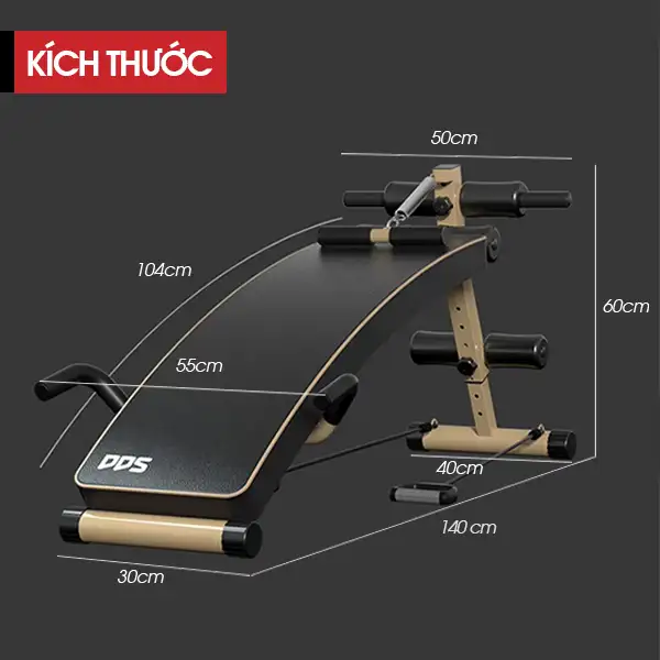 Kích thước ghế tập bụng đa năng DDS-1127F