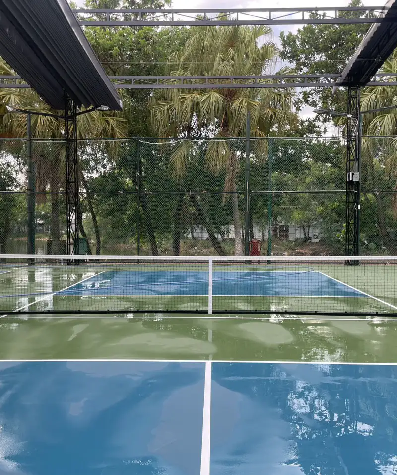 Hình ảnh thực tế Trụ Pickleball thi đấu 303704-P lắp cho khách hàng bên Thiên Trường Sport