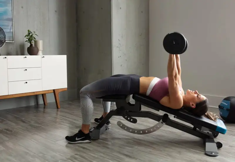 Bài tập đẩy tạ trên ghế bụng