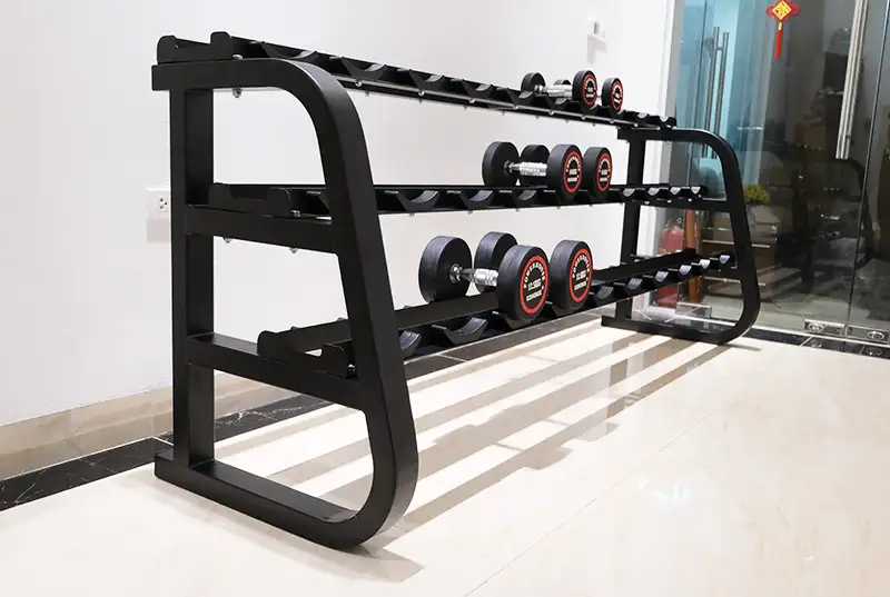 Giá để tạ 3 tầng (loại 15 cặp) HQ-15 6 Chân giá để tạ thiết kế choãi rộng vững chãi