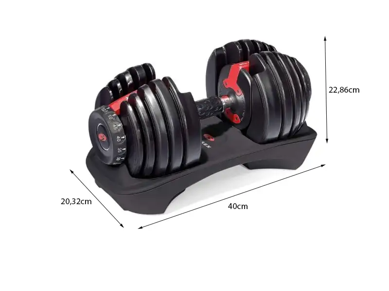Tạ tay Bowflex 552 (24kg / 1 quả) 4 Kích thước tạ tay Bowflex 552