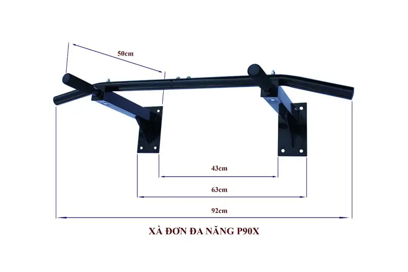 Xà đơn đa năng Wall Pull Up Bar P90X 4 Kích thước xà đơn đa năng Wall Pull Up Bar P90X