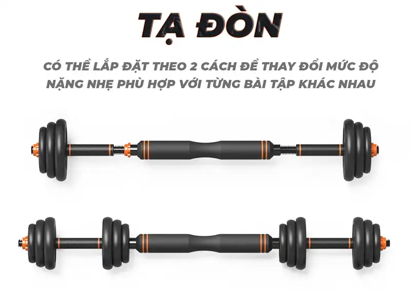 Bộ tạ đa năng 4 in 1 loại 40kg 8 Tạ đòn